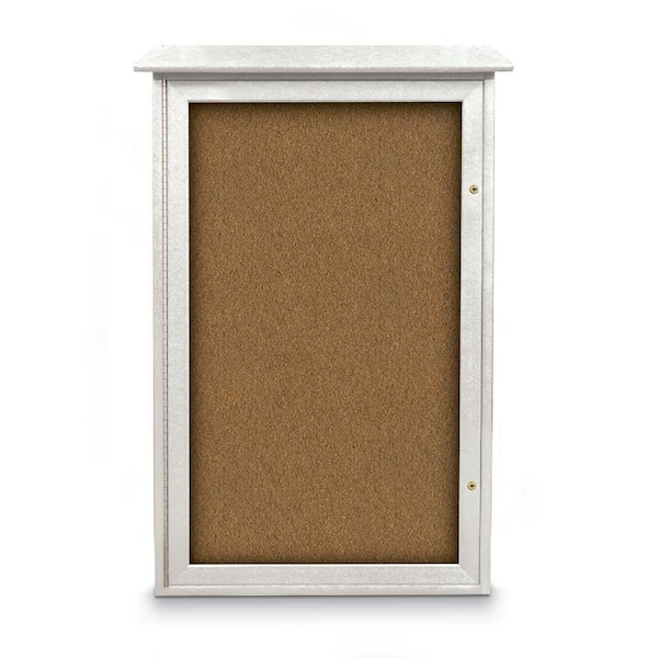 Indoor Enclosed Combo Board, 72"x36", Satin Frame/White Porc & Forbo